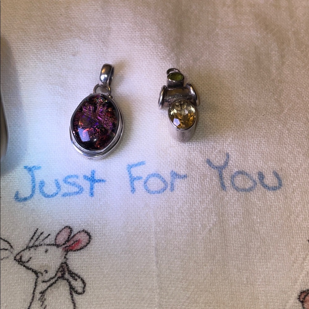 Silver Pendants 1 w/Purple and other paridot and yellow stone